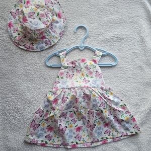 Floral Butterfly Kids Dress with Hat